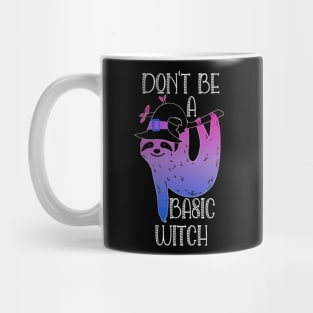 Bisexual Sloth Basic Witch Pun Halloween Bi Pride Colors Mug